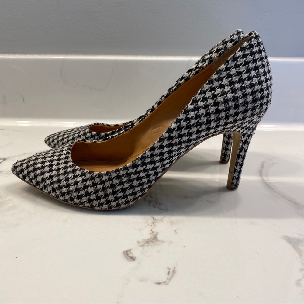 J.Crew Factory Houndstooth black white Heels Sz 7